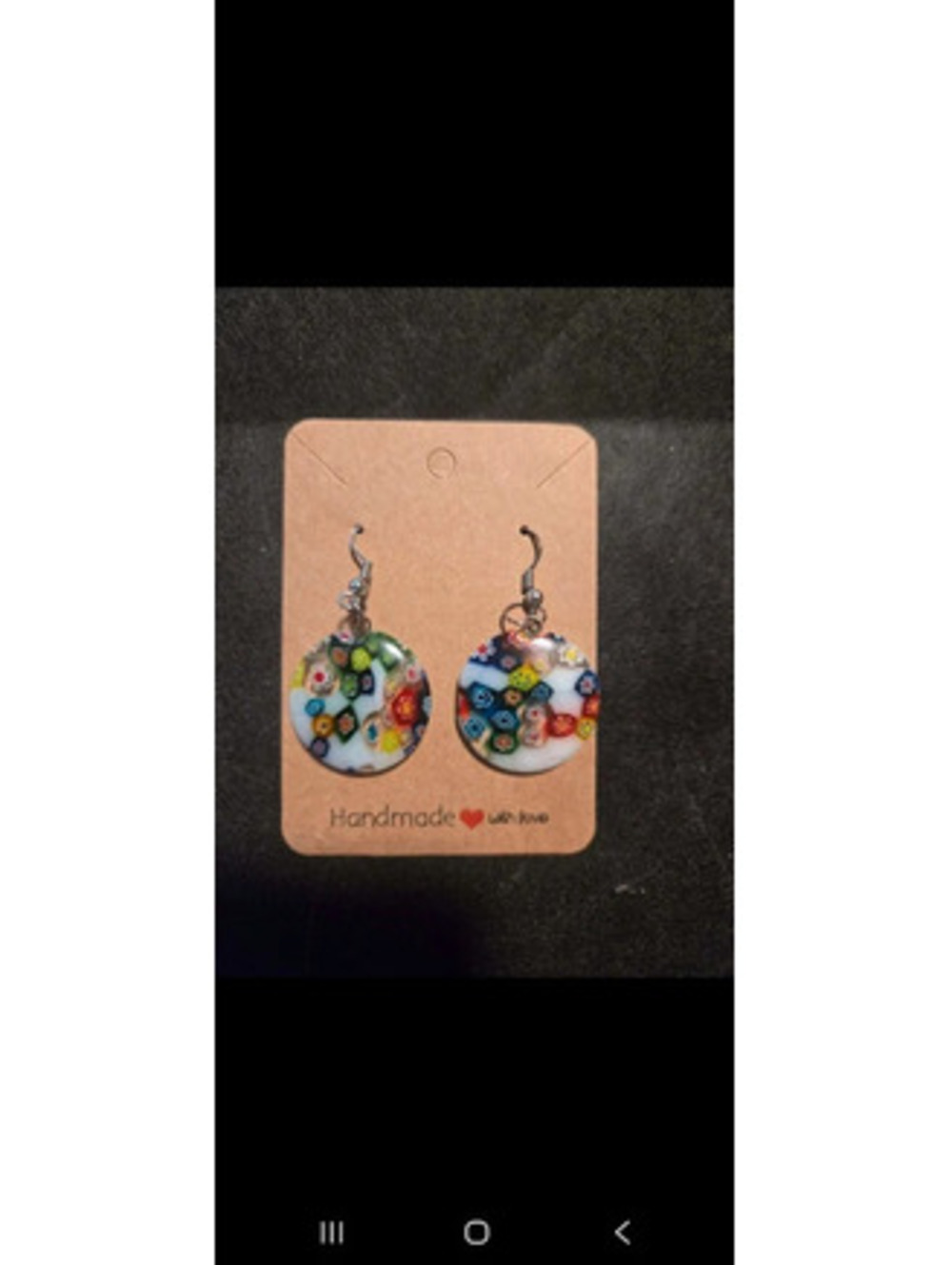 Handmade Colorful Millefiori Glass Round Earrings